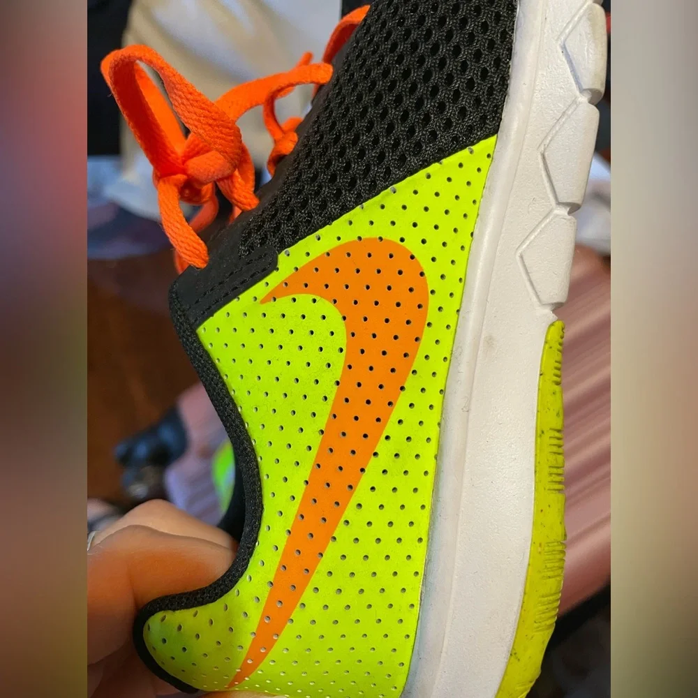 Nike Kids |flex experience| Black, Orange, and Green Sneakers - Picture 2 of 7